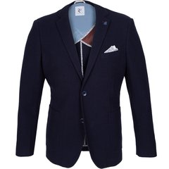 Navy Stretch Cotton Blend Knit Blazer-jackets & blazers-FA2 Online Outlet Store
