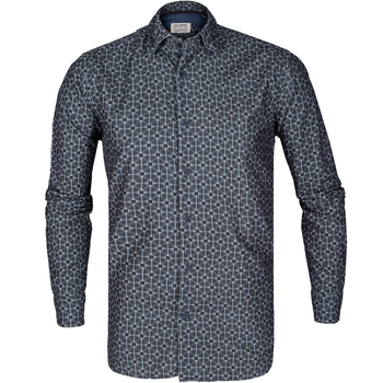 Roma Cotton Corduroy Geometric Print Casual Shirt