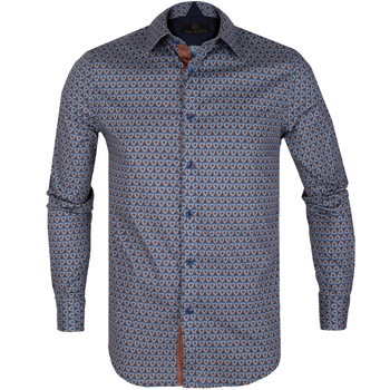 Richard Geometric Print Stretch Cotton Shirt